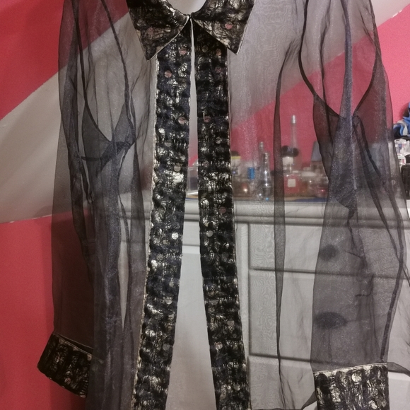 Simon Chang sheer blouse size a4 - Picture 5 of 5